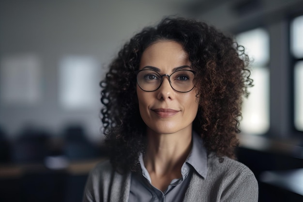 Portrait of a teacher in a classroom with students in the background Teacher's day Education concept