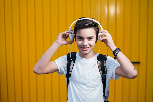 Portrait of teen smiling with headphone