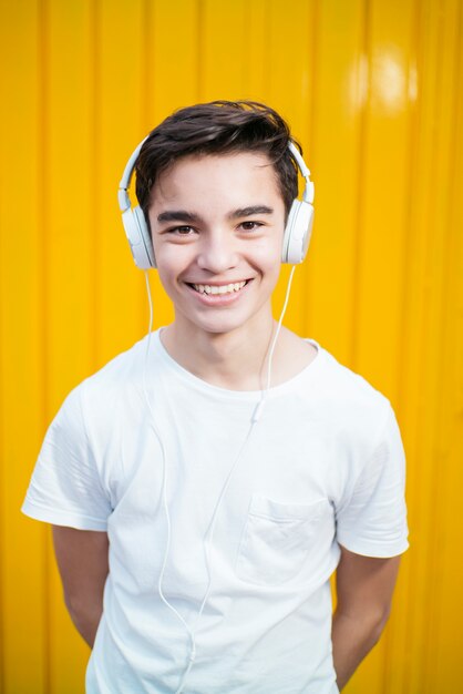 Portrait of teen smiling with headphone