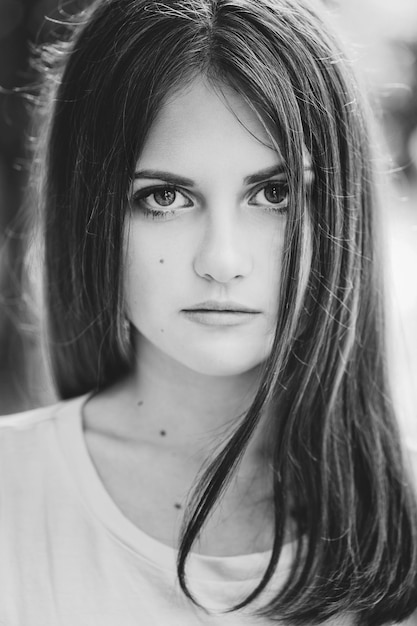 Portrait of a teenage girl with long hair