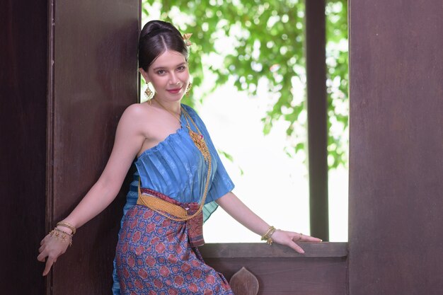 Portrait Thai model in Thai period costume