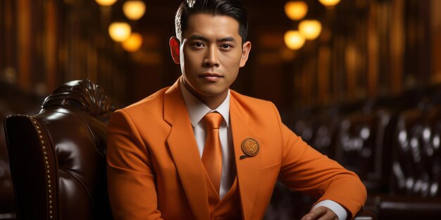 Portrait of a Thai politician In the party with the orange symbol which is a party for the new generation