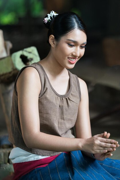 Portrait of Thai Woman In Traditional Costume