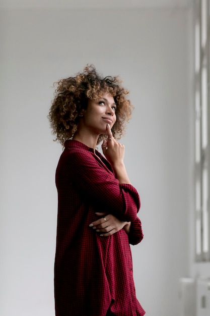 Portrait of thinking woman