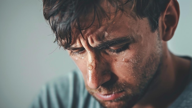 Portrait of thoughtful sad man alone