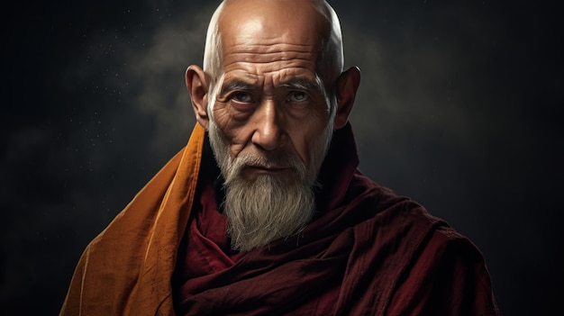 Portrait the Tibetan senior monk