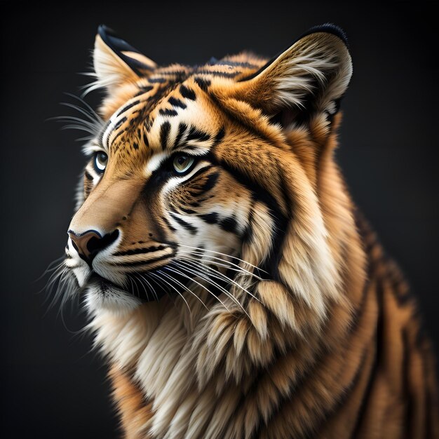 Portrait of a tiger on a black background Studio shot generative ai