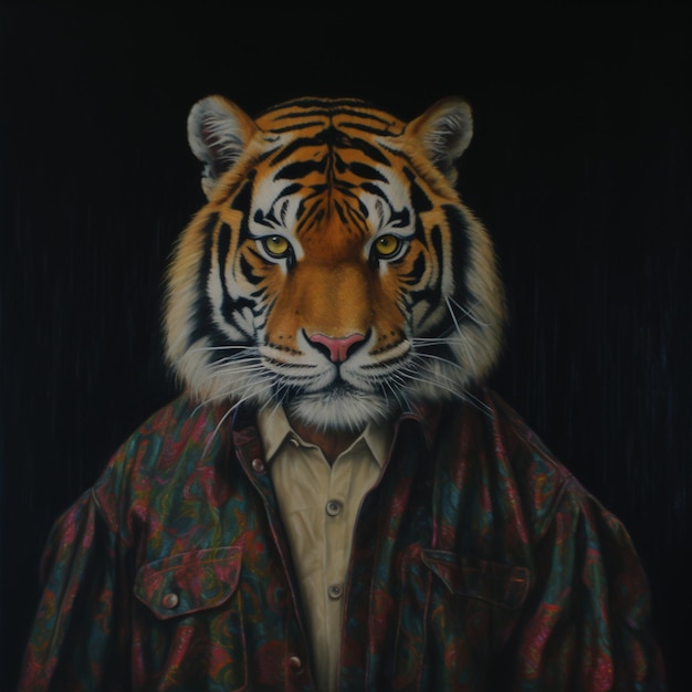 Portrait of a tiger dressed as an athelete AI generative