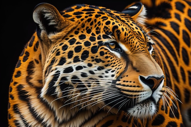 Foto ritratto di una tigre su uno sfondo a colori solidi closeup ai generative