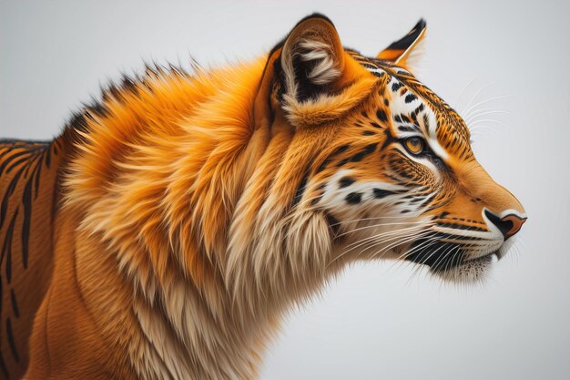 Portrait of a tiger on a solid color background Closeup ai generative