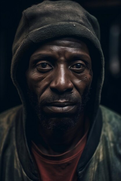 Portrait of a tired black worker