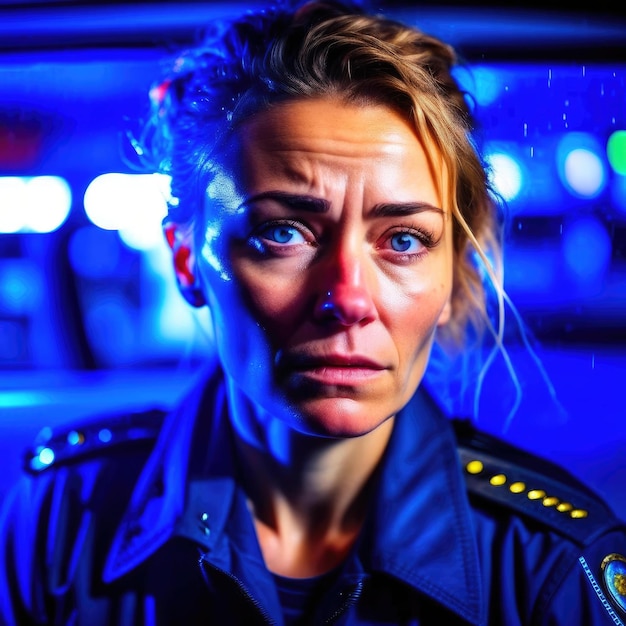 Portrait of a tired policewoman