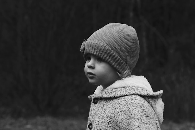 Portrait of toddler in winter