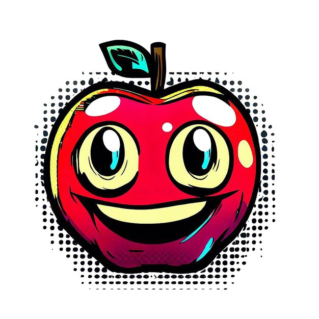 Photo portrait of a trendy fruity delicious fresh helthy colorful apple fruit vector art illustration icon