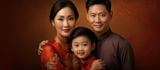 Portrait of a trio in an Asian family