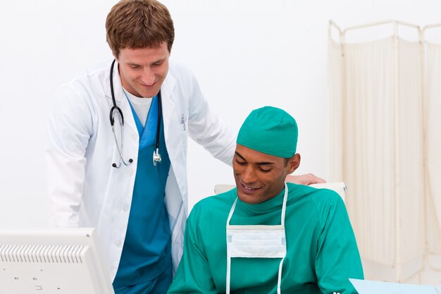 Portrait of two doctors working together