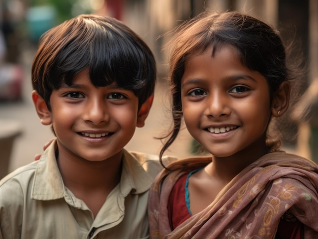 Портрет двух счастливых детей