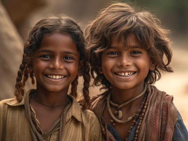 Portrait of two happy children