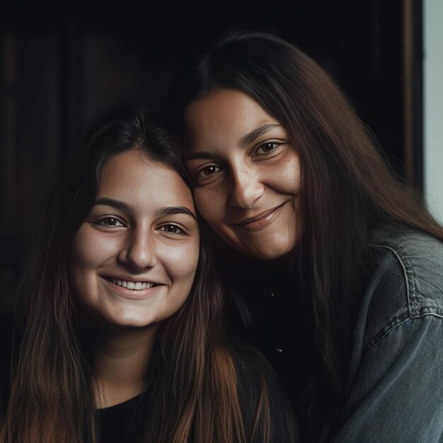 Portrait of Two Happy Sisters