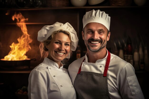 Portrait of two happy smiling chefs