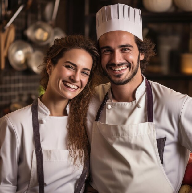 Portrait of two happy smiling chefs