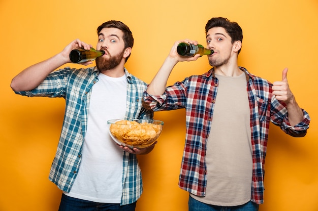 Portrait of a two happy young men