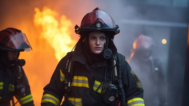 Portrait of two heroic fireman