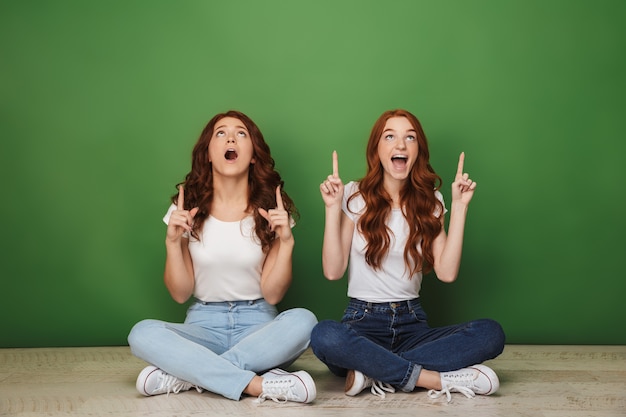 Portrait of two smiling young redhead girls