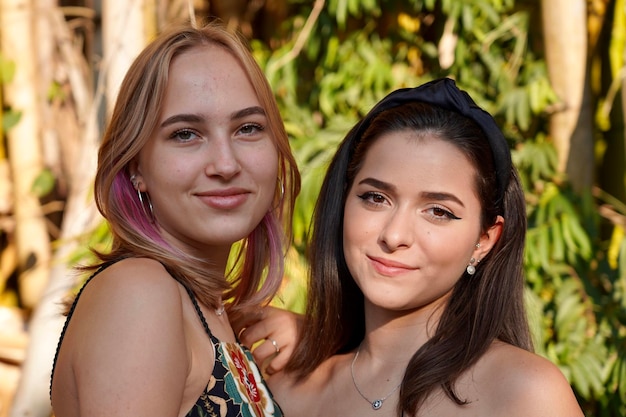 Portrait of two smiling young women