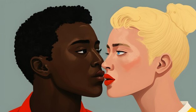 キスをする 2 人の女性の肖像画。