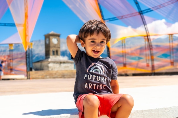 Portrait of a two year old boy enjoying summer vacation