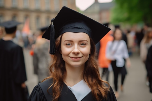 Portrait of a university student on graduation day created with generative ai