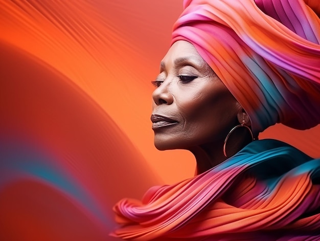 Portrait of very elegant old african woman with fine wrinkles generated ai