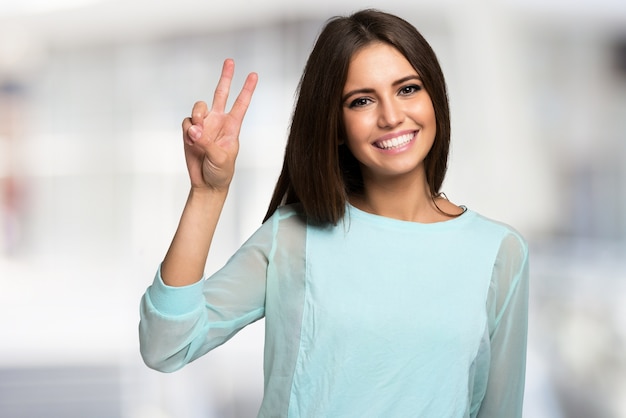 Portrait of a very happy young woman