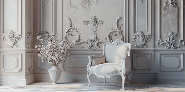 Portrait of Victorian Armchair in Modern Luxury Room Interior