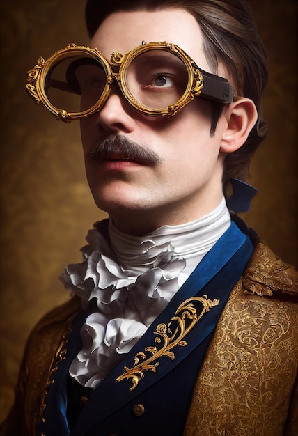 Портрет викторианца в виртуальных очках Мужчина из былых времен, играющий в виртуальные игры