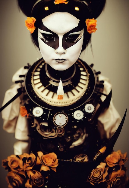 Portrait of a victorian steampunk female robot. artistic\
abstract steampunk fantasy. vintage robot