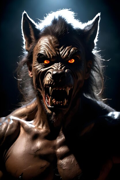 Photo portrait of a werewolf halloween concept