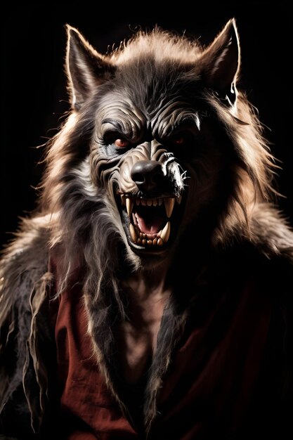 Photo portrait of a werewolf halloween concept