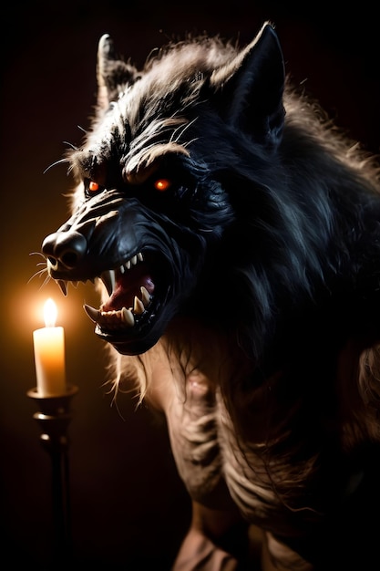 Photo portrait of a werewolf halloween concept