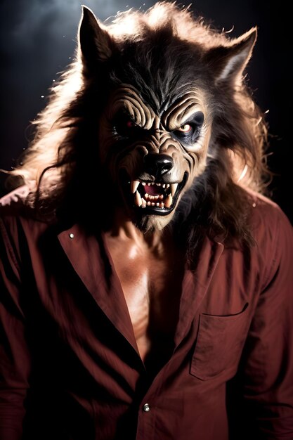 Photo portrait of a werewolf halloween concept