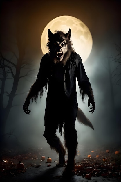 Portrait of a werewolf Halloween concept