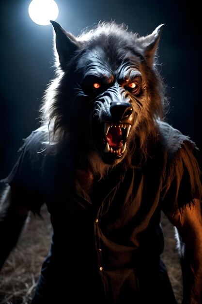 Photo portrait of a werewolf halloween concept