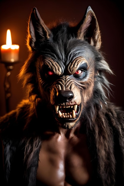 Photo portrait of a werewolf halloween concept
