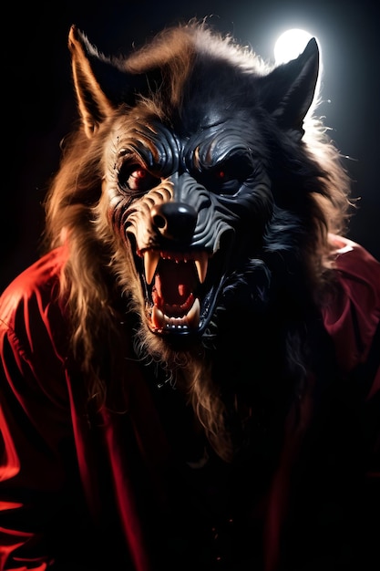 Photo portrait of a werewolf halloween concept