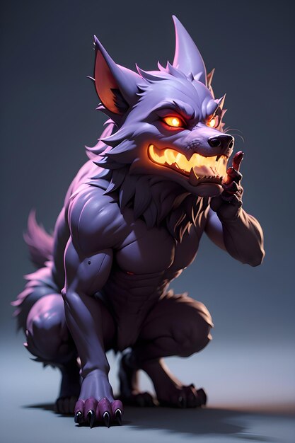 Portrait of a werewolf with a pumpkin Halloween