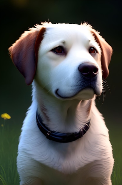 Portrait of a white labrador retriever with brown ears