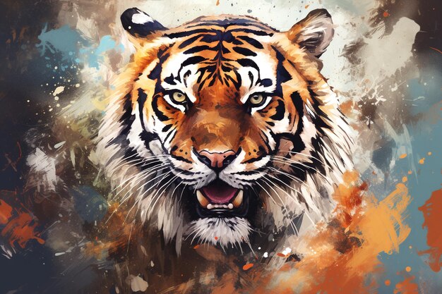 A Portrait of a Wild Animal Tiger Illustration