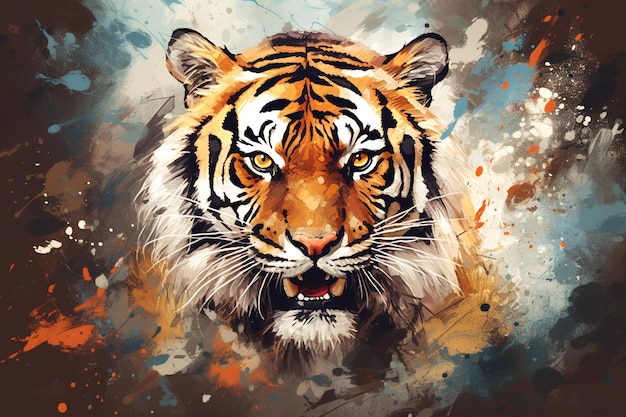 A Portrait of a Wild Animal Tiger Illustration