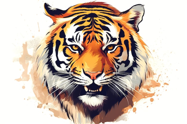 A Portrait of a Wild Animal Tiger Illustration